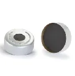 Cápsulas para viales ND20, con agujero, Headspace Pressure Release, plateada, con revestimiento de negro butílico