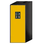 V-Line safety cabinet (vertical drawer). ASECOS. Model: V90.196.081.VDAC. Cabinet construction: Tall, 2 doors. Body colour/ vert. drawer: Light grey/ warning yellow. Equipment: Body without interior equipment with vertical drawer, with TSA. Dim. HxWxD (mm): 819x1966x860