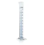 Probeta de vidrio graduada, 500 ml. en 5 forma alta, Clase A, certificada de conformidad H marca anular en los puntos principales con Numero de Lote y Certificado de Conformidad, Blaubrand®,