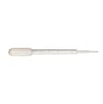 Plastic Pasteur pipette graduated (up to 3 mL). Capacity (mL): 7 Standard tip. Length (mm): 160. Sterile: No. Presentation:  Bags of  500 units.