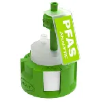 Safety Cap I, GL45, PFAS-Analytic. SCAT®. GL45 thread and air valve. Supplied with 1 PP fitting 1.6mm, 1 PP fitting 2.3mm, 1 PP fitting 3.2mm connector and 1 air valve. Connectors (ext. Ø mm): 1x3.2mm (1/8').  Suitable for PFAS analytic of polyfluorinated chemicals (former: PFC) according to DIN 38407-42 or 38414-14
