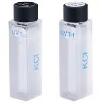 Set de filtros 667-UV100H. Contiene filtros líquidos UV1 and U1H. HELLMA®. Paso de luz (mm): 10 y 5. Longitud de onda de luz difusa (nm): 198 Cut-off. Con certificado de calibración. Calibración de luz difusa según USP <857> procedure A