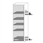 Paquete de equipamiento para armarios de seguridad para productos inflamables UNE EN 14470-1. Para modelos: S90.196.060.WDAS. ASECOS. Descripción: 4x bandeja, 1x cubeto de retención (V=22.0L). Material: Acero inoxidable 1.4016