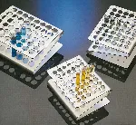 Test tube rack, stackable and numeric. Ø holes: 14. Number of holes: 50. Dim. WxDxH (mm): 195x60x100