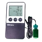 Refrigerator/Freezer digital thermometer with probe. TRACEABLE. Temp. range (ºC): -50 to 70. Resolution (°C): 1. Accuracy (ºC): ±1. Probes: Bullet™ probe.Scope of delivery: Thermometer, bullet probe, hook and loop tape, AAA batteries, quick start guide, and Traceable® certificate.
