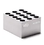 Bloque de aluminio VLS-W15-D160-A Block para 15 viales de 16 mm. VELP®. Dimensiones pocillo (ØxPr., mm): 16,4x45. Accesorio para Termorreactor ECODryBlock System