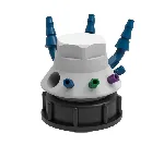 Safety Waste cap 'LISA', V3.0 with connector for exhaust filter. Thread S 55, filter not included. SCAT. Connectors (mm OD): 4x1.6/2.3/3.2mm + 3x5.0 to 11.5mm + 4 PFA blind plugs + 3 PTFE blind plugs