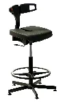 Ergonomic laboratory stool, KONCEPT gamma. KANGO. Characteristics: The flexible seat adapts to the user's movements. Adjustable seat: Yes. Footrest: Yes. Seat height (mm): 610-855. Colour: Black. Cleanroom: No