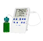 High-Accuracy Refrigerator thermometer. TRACEABLE. Temp. range: –50.0 to 70.0°C. Accuracy: ±0.3°C. Resolution: 0.01ºC. Probes: 1 bottle