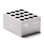 Bloque de aluminio STT-W16-D130-A Block para 16 tubos de fondo redondo de 12-13 mm. VELP®. Dimensiones pocillo (ØxPr., mm): 13,9x48,4. Accesorio para Termorreactor ECODryBlock System