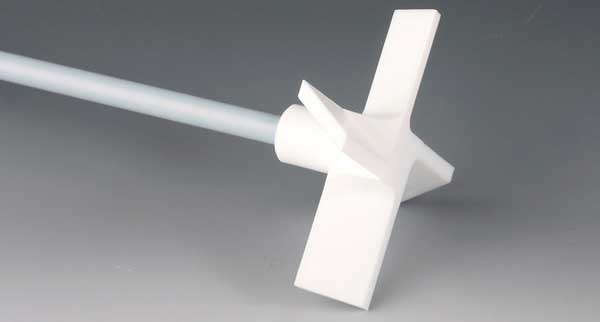 PTFE stirring rod, helical shape with 4 blades at 45º