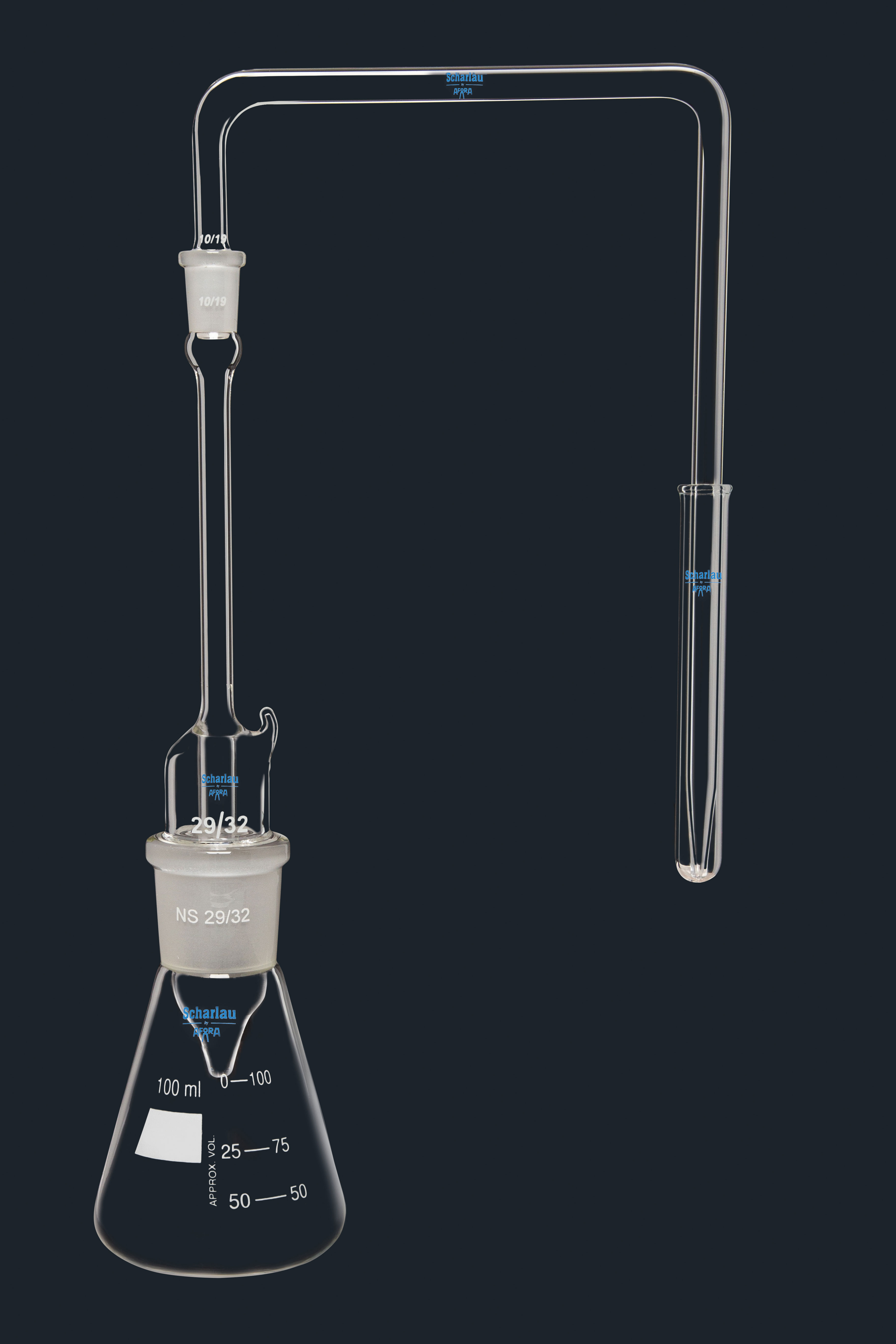 Glass apparatus for arsenic determination according europena pharmacopea (Method A)