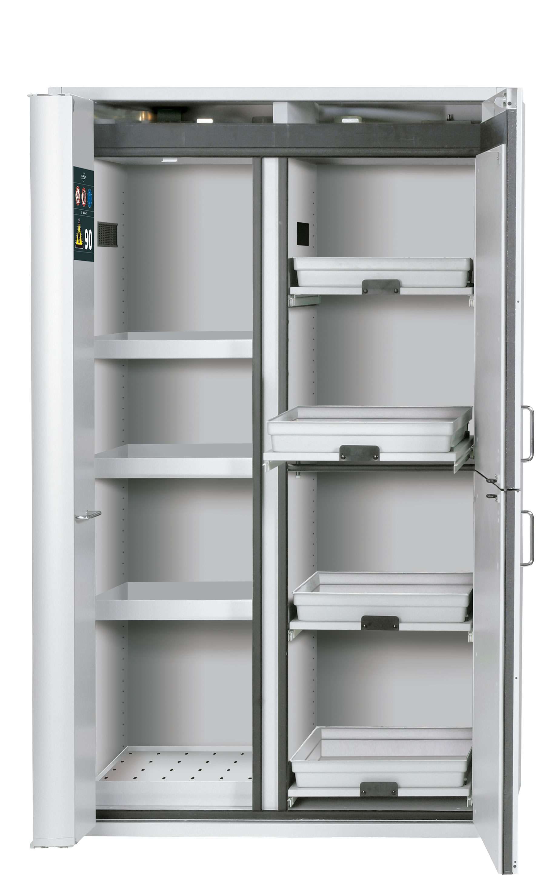 Cabinets for combined storage of chemical products