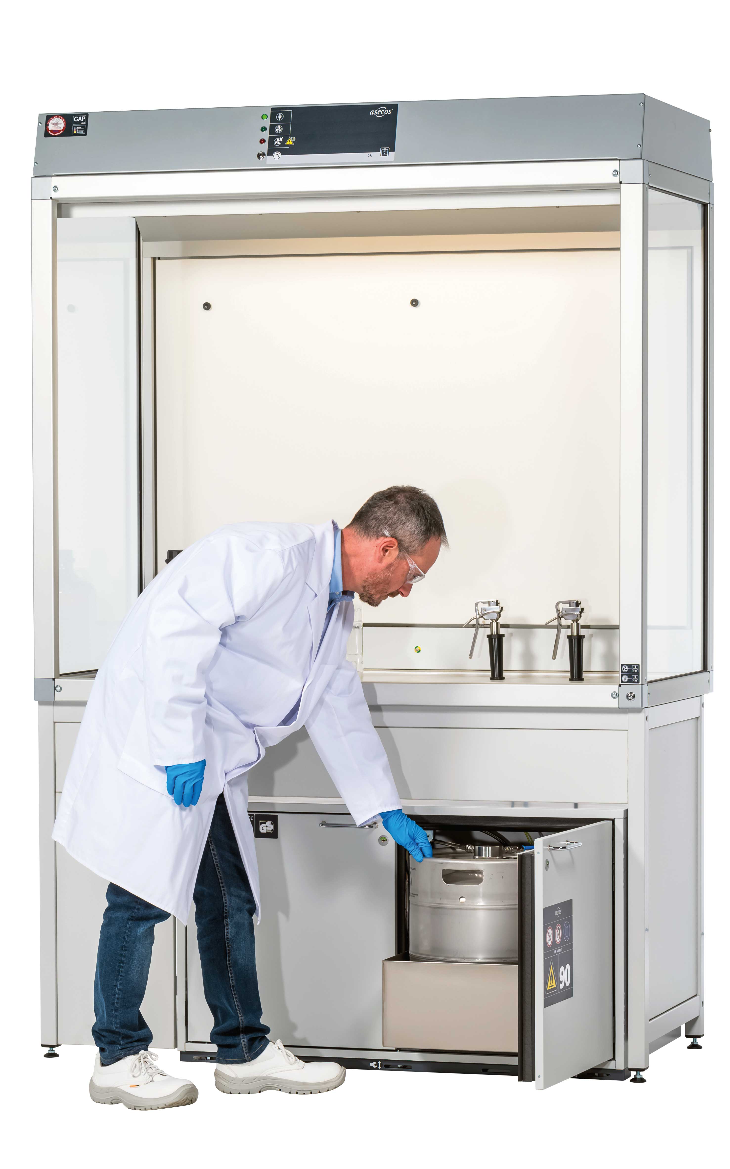Solvent dispensing system or waste collection for suction hoods