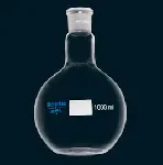 Flasks, ground socket, flat bottom, short neck