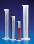 Blue graduated measuring cylinders, tall form, polypropylene