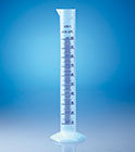 Graduated cylinders, tall form with blue graduations polypropylene