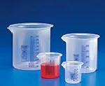Blue graduated beakers, low form, PP, B CLASS
