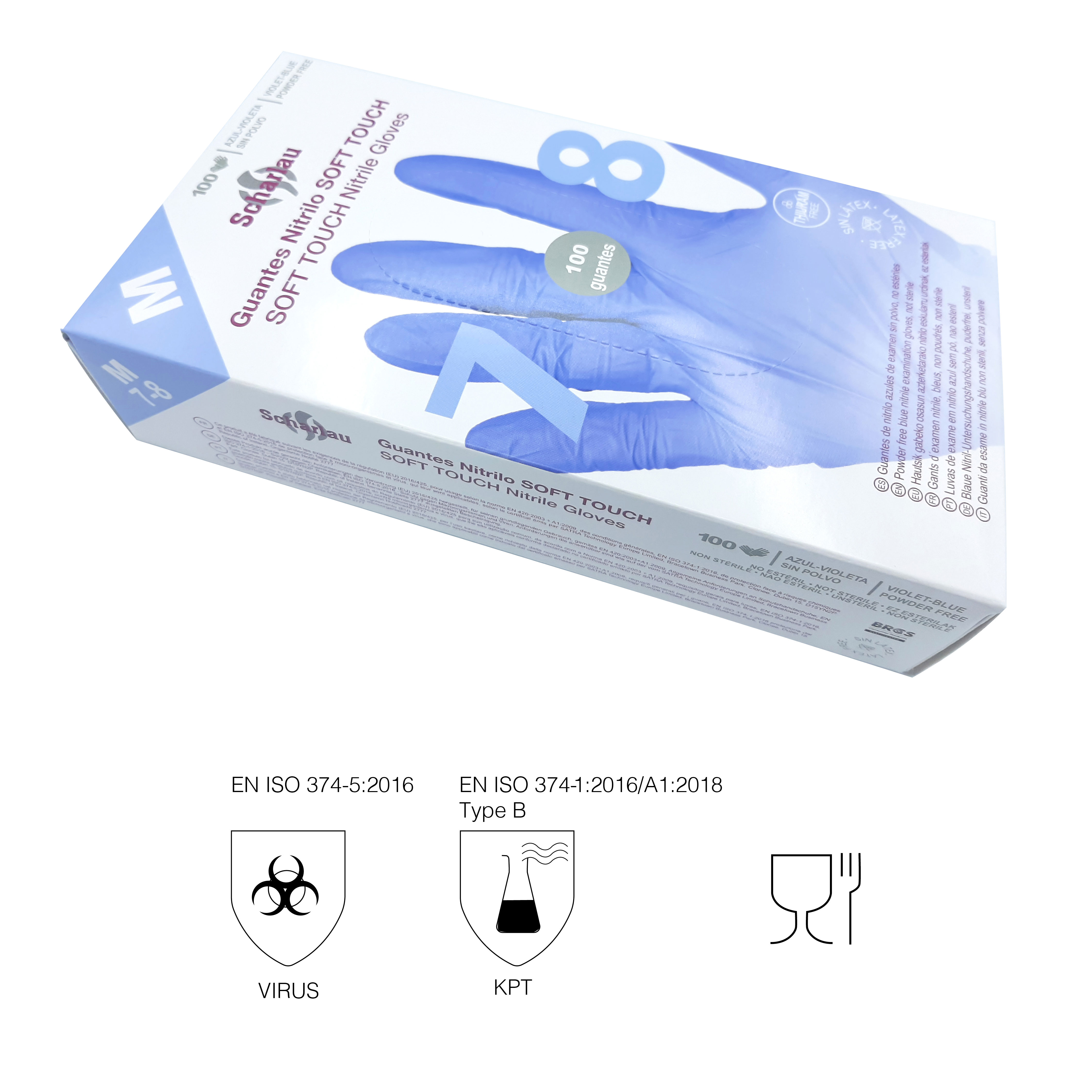 Disposable blue-violet nitrile gloves SOFT TOUCH, powder-free, for examination