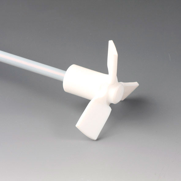 PTFE, stirring rod, helical shape with 3 blades at 45º