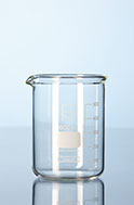 Beaker da parete spessa, forma bassa, graduato, vetro borosilicato