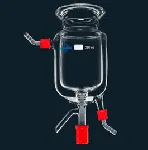 Jacketed cylindrical reactor, with PTFE stopcock, DN with slot flange, Schott type