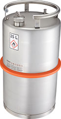 Safety transportation barrel and canisters with screw cap, 1 ½'