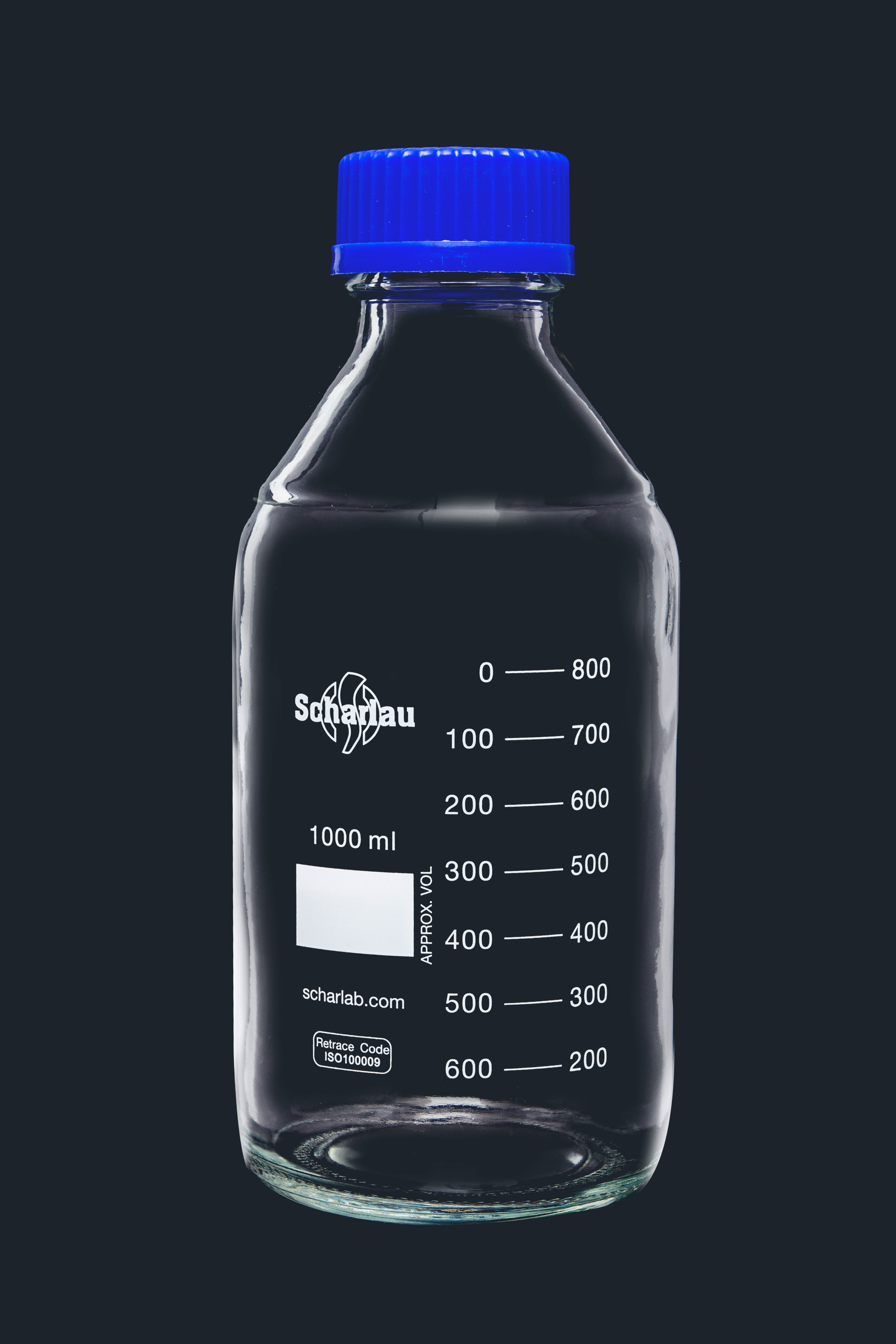 Clear laboratory bottle