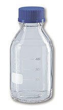Clear borosilicate glass laboratory bottle