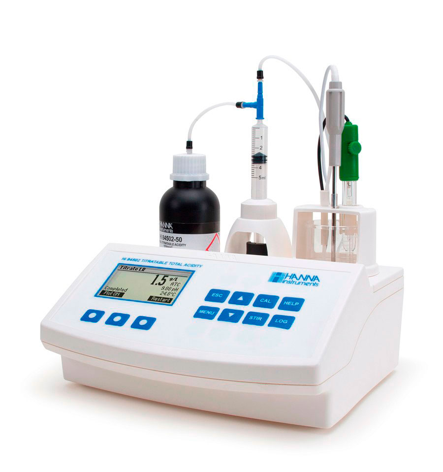 Automatic titrator and pH acidity in wine HI 84502