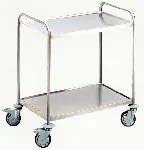 Laboratory carriages made of steel with shelves