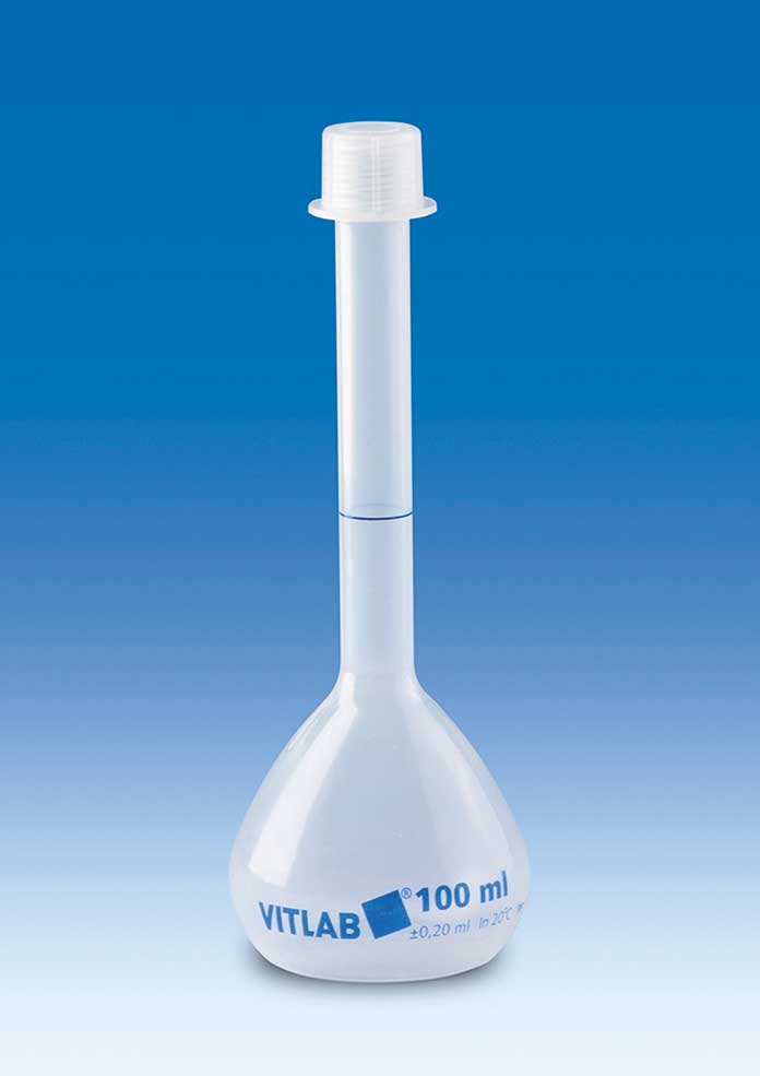 Volumetric flasks, polypropilene, screw cap