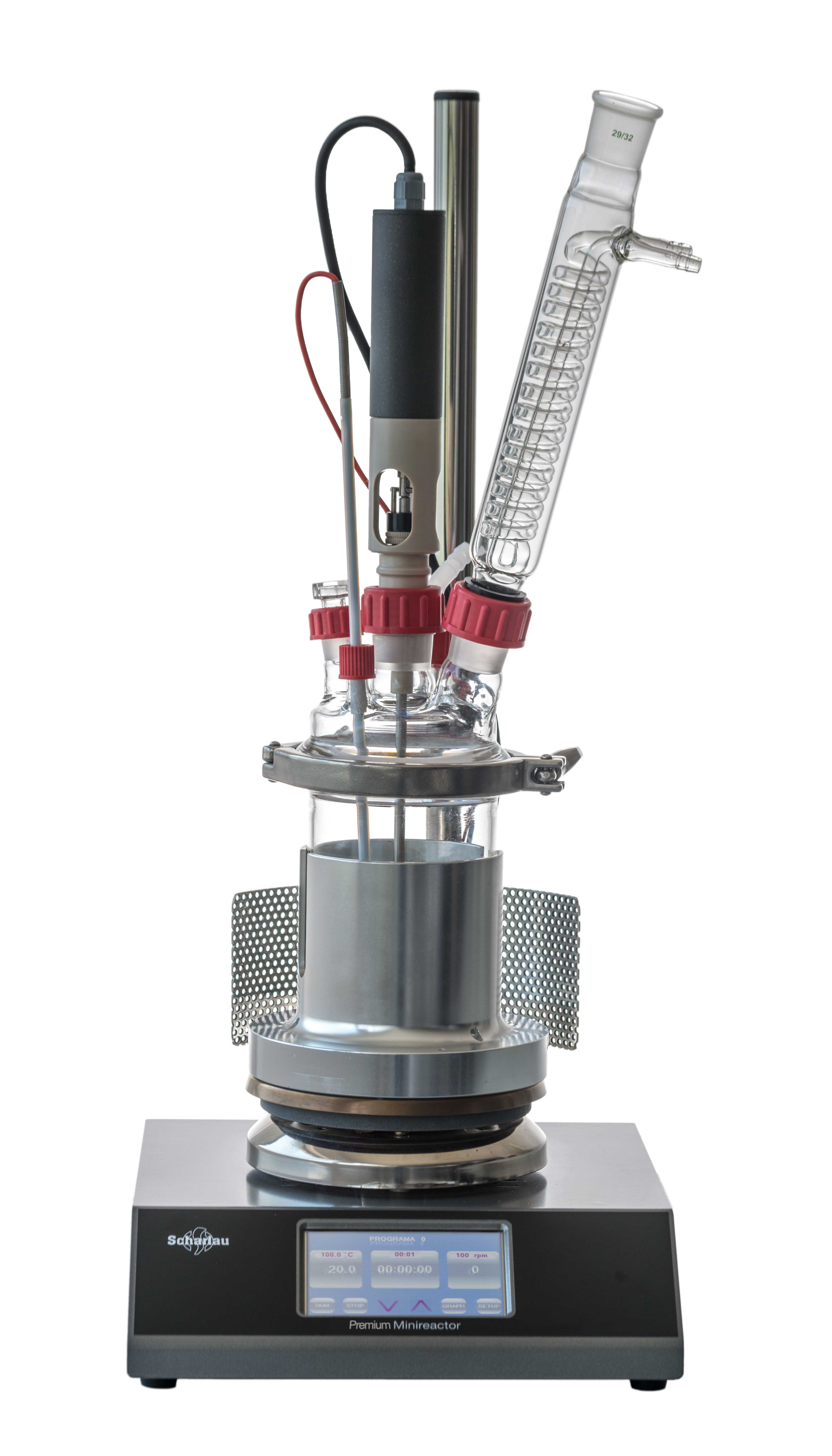 Minireactor Premium compacto para síntesis en fase líquida con agitación mecánica y calefacción