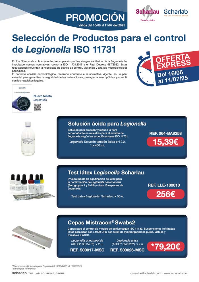 OFERTA EXPRESS: Selección de Productos para el control de Legionella ISO 11731