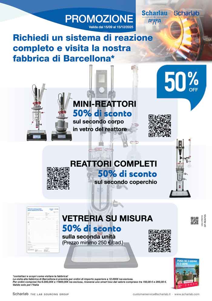 Promozione Reattori in Vetro: -50% sulla 2ª unità + visita alla fabbrica di Barcellona