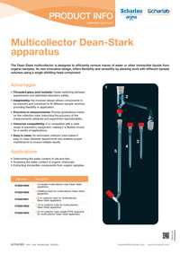 analysis of organic samples Dean-Stark multicollector glass apparatus brochure