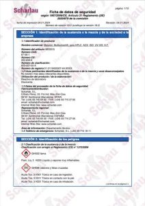 Scharlab Safety Data Sheet (SDS) in accordance with the REACH Regulation.