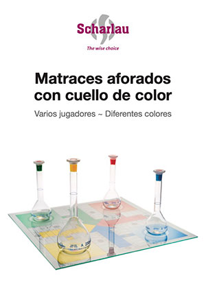 Portada del folleto de matraces aforados con cuello de color